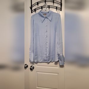 Blue satin button-down